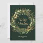 クリスマスエレガントグリーンボタニカルモダン写真 シーズンカード (正面)