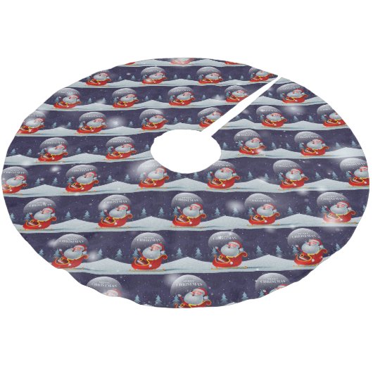 クリスマスエレガントサンタクロースの贈り物 ブラッシュドポリエステルツリースカート (アングル)