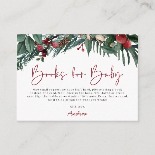 クリスマスエレガントサンタ赤ちゃんシャワーベビー本 エンクロージャーカード (正面)