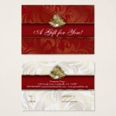 クリスマスエレガントジュエリーロゴギフトカードレッド金ゴールド2 (正面&裏面)