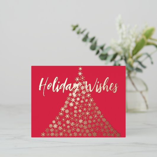 クリスマスエレガントスクリプトの休日のウィッシュハガキ 箔招待状ポストカード (立ち正面)