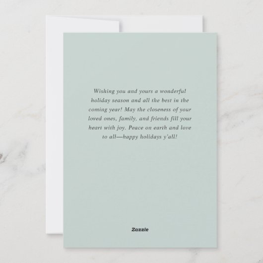 クリスマスエレガントセージ緑のオーナメントグリーティング シーズンカード (裏面)