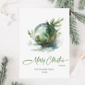 クリスマスエレガントセージ緑のオーナメントグリーティング シーズンカード