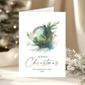 クリスマスエレガントセージ緑のオーナメントグリーティング シーズンカード