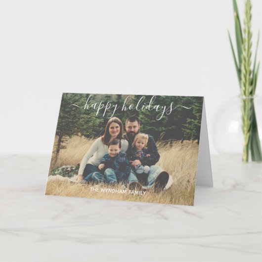 クリスマスエレガントタイポグラフィの写真を追加 カード (正面)