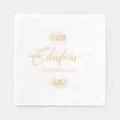 クリスマスエレガントタイポグラフィフォイルのスタンプ付きナプキンス 箔ナプキン (正面)