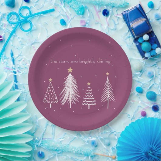 クリスマスエレガントダイニングパープル ペーパープレート (パーティー)