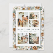 クリスマスエレガントダークグリーン水彩植物園 シーズンカード (正面)