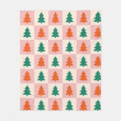 クリスマスエレガントツリー広場のレトロなパターン フリースブランケット (正面)