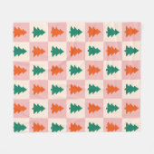 クリスマスエレガントツリー広場のレトロなパターン フリースブランケット (正面(横))