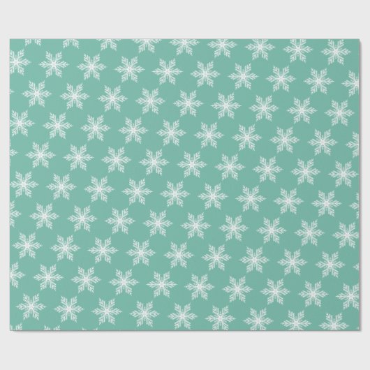 クリスマスエレガントティール(緑がかった色)グリーン雪片パターン ラッピングペーパー (フラット)