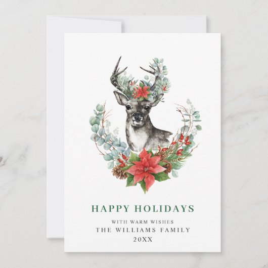 クリスマスエレガントディアポインセチア挨拶 シーズンカード (正面)