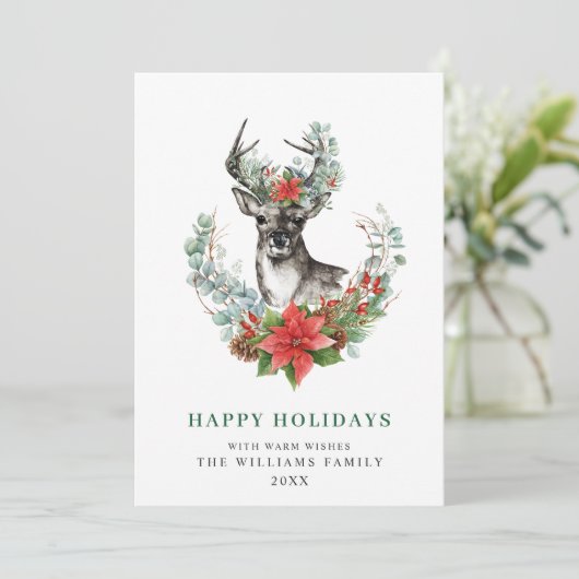 クリスマスエレガントディアポインセチア挨拶 シーズンカード (スタンド正面)