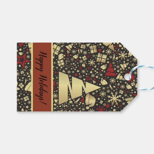 クリスマスエレガントデザイン ギフトタグ (正面(横))
