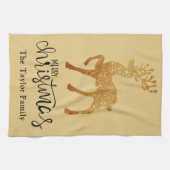 クリスマスエレガントトナカイ キッチンタオル (横)