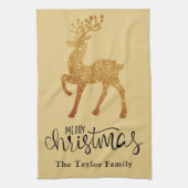 クリスマスエレガントトナカイ キッチンタオル (縦)