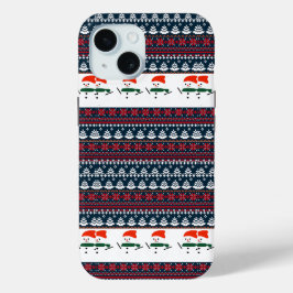 クリスマスエレガントニット模様 iPhone 15ケース