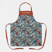 クリスマスエレガントバードウィンターホリデーパターン エプロン (正面)
