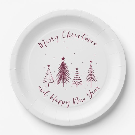 クリスマスエレガントパインツリークリスマス ペーパープレート (正面)