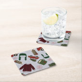 クリスマスエレガントパターン スクエアペーパーコースター (インサイチュ)