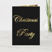 クリスマスエレガントパーティの招待状ブラックと金ゴールド 招待状 (正面)