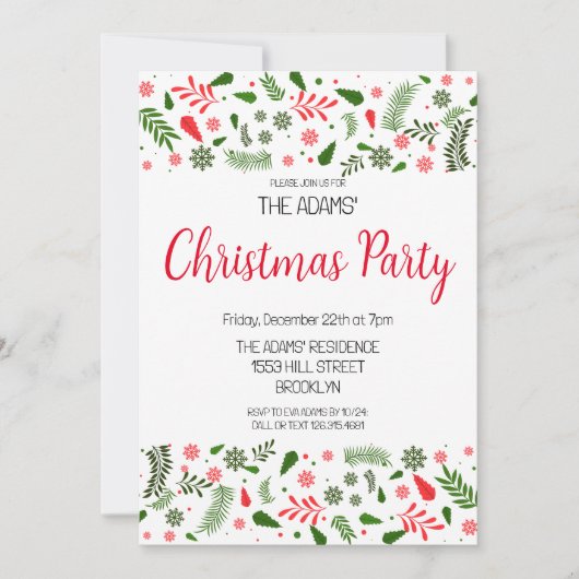 クリスマスエレガントパーティの招待状 招待状 (正面)