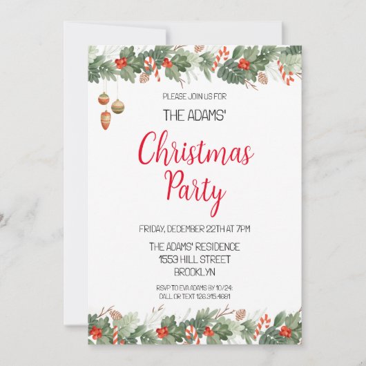 クリスマスエレガントパーティの招待状 招待状 (正面)