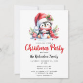 クリスマスエレガントパーティーかわいいペンギンクリスマス 招待状 (正面)