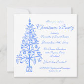 クリスマスエレガントパーティーフェスティバルツリーブルー 招待状 (正面)