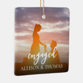 クリスマスエレガントフォトシンプルミニマル婚約したリスト セラミックオーナメント (右)