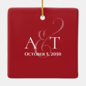 クリスマスエレガントフォトシンプルミニマル婚約したリスト セラミックオーナメント (裏面)