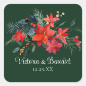 クリスマスエレガントフローラグ結婚リーン スクエアシール (正面)