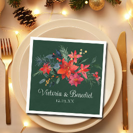 クリスマスエレガントフローラグ結婚リーン スタンダードカクテルナプキン