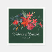 クリスマスエレガントフローラグ結婚リーン スタンダードカクテルナプキン (正面)