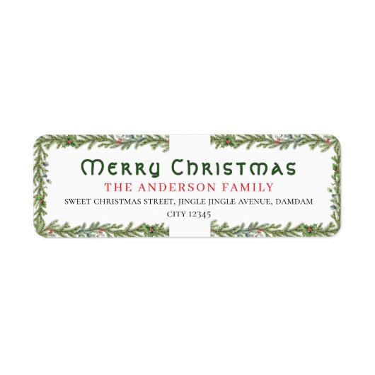 クリスマスエレガントフローラシンプル差出人住所 ラベル (正面)