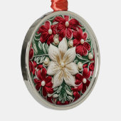 クリスマスエレガントフローラホリデーズ刺繍フェイク済み メタルオーナメント (右)