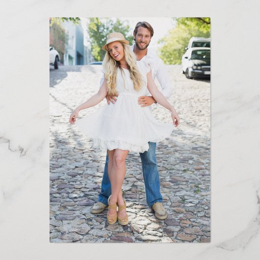 クリスマスエレガントフローラモノグラム日付の保存 箔招待状 (裏面)