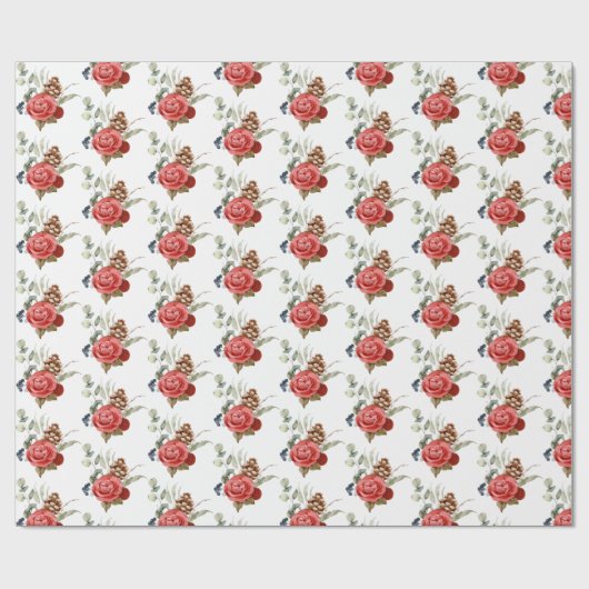 クリスマスエレガントフローラ緑 ラッピングペーパー (フラット)