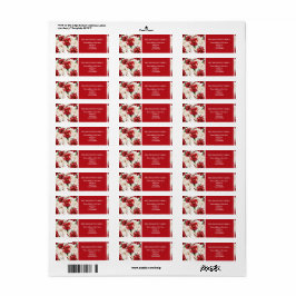 クリスマスエレガントフローラ赤い緑のパターンアドレス ラベル