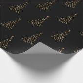 クリスマスエレガントブラック&金ゴールドツリー ラッピングペーパー (角)