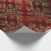 クリスマスエレガントホリデーメタリックダマスク ラッピングペーパー (角)