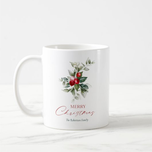 クリスマスエレガントホリー コーヒーマグカップ (左)