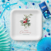 クリスマスエレガントホリー ペーパープレート (パーティー)