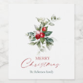 クリスマスエレガントホリー ワインラベル (シングルラベル)