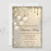 クリスマスエレガントボールが金ゴールドのクリスマスを乾燥 招待状 (正面)