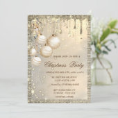 クリスマスエレガントボールが金ゴールドのクリスマスを乾燥 招待状 (スタンド正面)