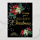 クリスマスエレガントポインセチアフローラ花 箔シーズンカード (正面)