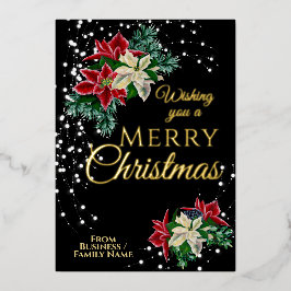 クリスマスエレガントポインセチアフローラ花 箔シーズンカード