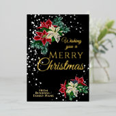 クリスマスエレガントポインセチアフローラ花 箔シーズンカード (立ち正面)