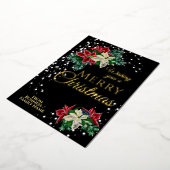 クリスマスエレガントポインセチアフローラ花 箔シーズンカード (回転した状態)